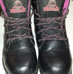 Womens Brahma Steel Toe Boots. Size 8. Color Black/pink